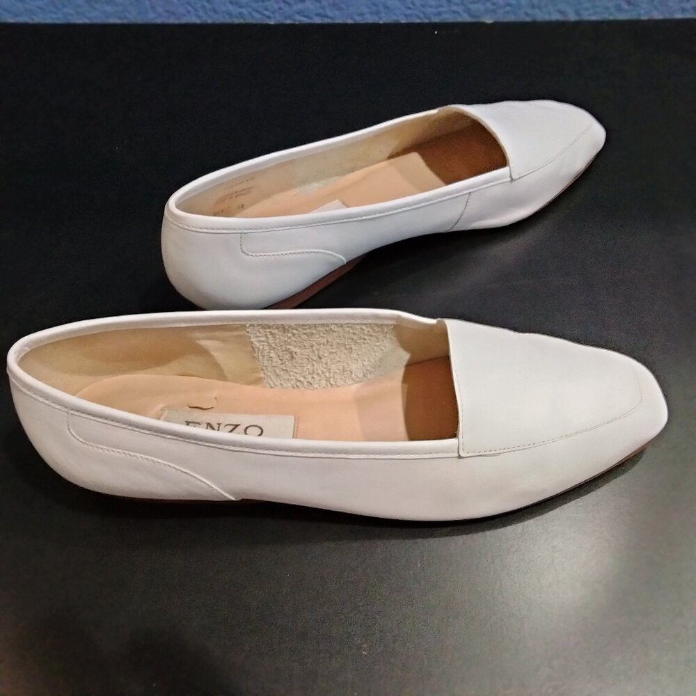 Enzo Angiolini Liberty Loafer, White Leather, Size 9.5